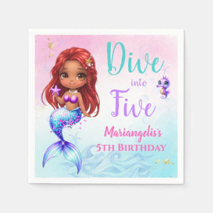 Servilleta De Papel Servilletas De Papel Afro Red Hair Mermaid Birthda