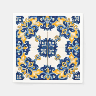 Servilleta De Papel Servilletas de papel azul azulejo portugués