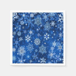 Servilleta De Papel Servilletas de papel azul y plateado con copos de 