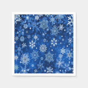 Servilleta De Papel Servilletas de papel azul y plateado con copos de