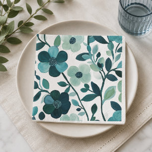 Servilleta De Papel Servilletas de papel botánico floral azul elegante