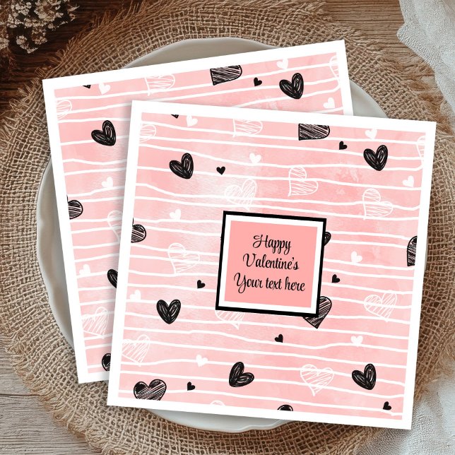 Servilleta De Papel Servilletas de papel con bocetos personalizados de (Custom Sketch Hearts Romantic Valentine Tableware Set

)