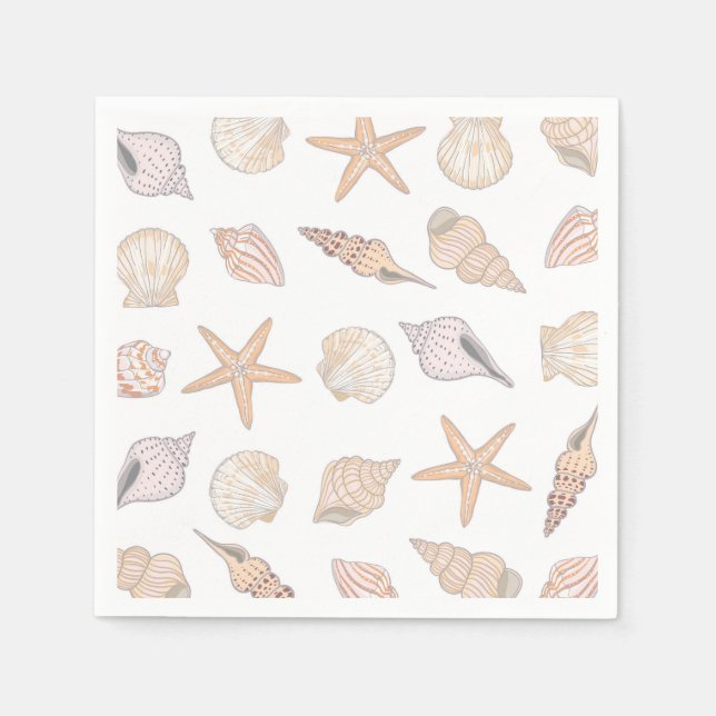 Servilleta De Papel Servilletas de papel con conchas marinas, fiesta c (Anverso)