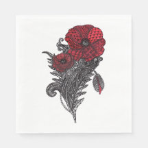 Servilletas de papel de arte de línea botánica de 