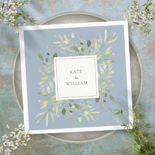 Servilleta De Papel Servilletas de papel de boda con follaje verde azu