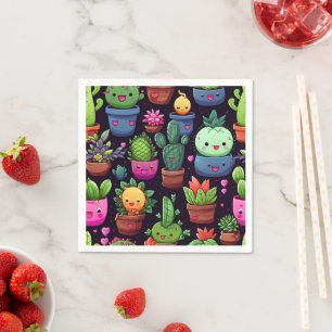 Servilleta De Papel Servilletas de papel de cactus Kawaii