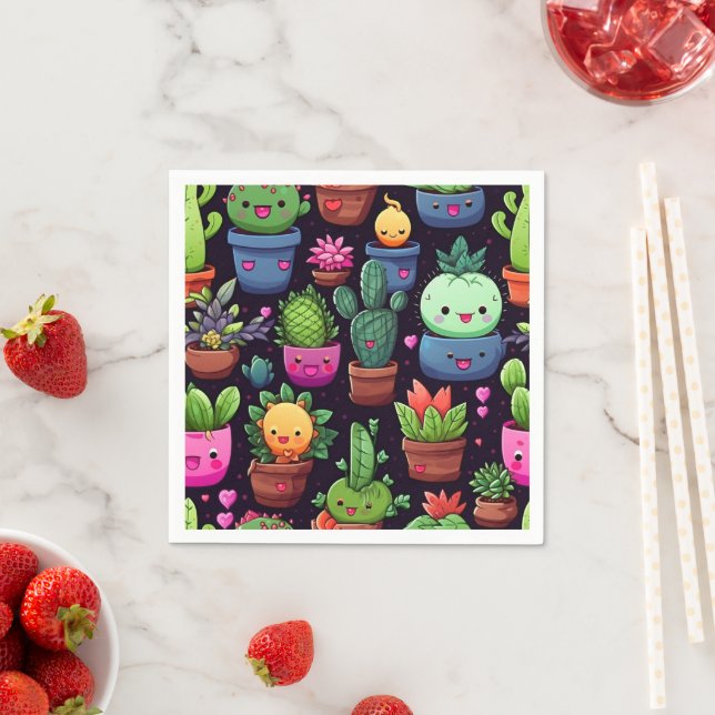 Servilleta De Papel Servilletas de papel de cactus Kawaii (In situ)