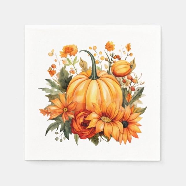 Servilleta De Papel Servilletas de papel de calabaza de otoño (Anverso)