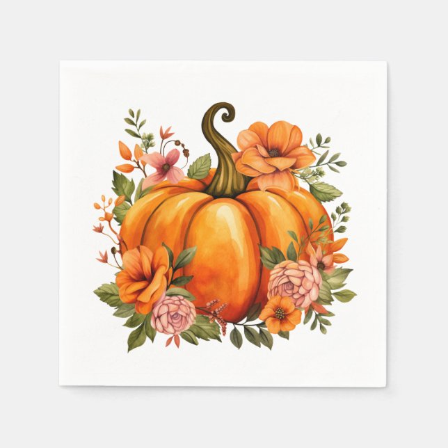 Servilleta De Papel Servilletas de papel de calabaza de otoño  (Anverso)
