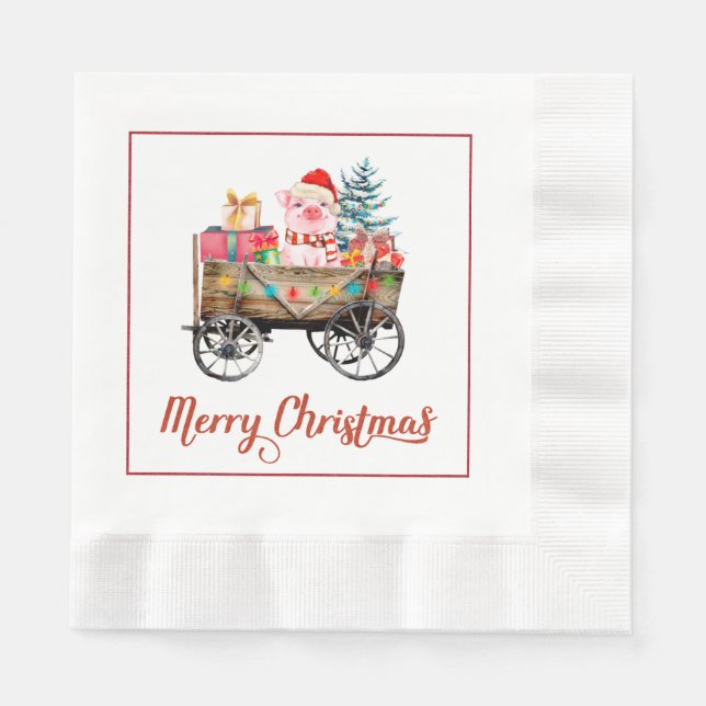 Servilleta De Papel Servilletas de papel de cerdo de Navidad (Anverso)
