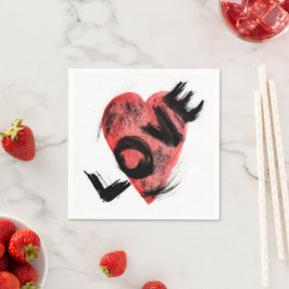 Servilleta De Papel Servilletas de papel de corazón rojo con pincelada