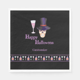 Servilleta De Papel Servilletas de papel de cráneo de Halloween con po