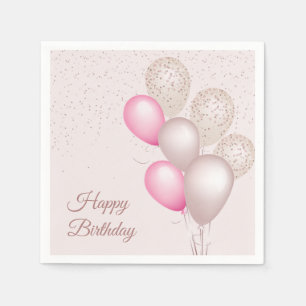 Servilleta De Papel Servilletas de papel de cumpleaños con globos beig