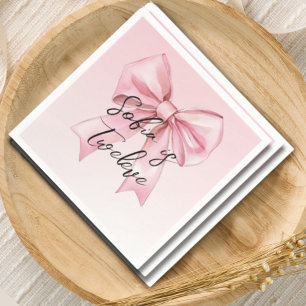 Servilleta De Papel Servilletas de papel de cumpleaños con lazo rosa p