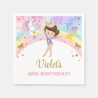 Servilleta De Papel Servilletas de papel de cumpleaños de niña gimnast