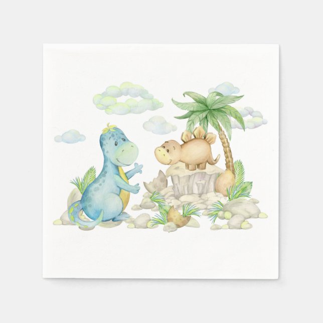 Servilleta De Papel Servilletas de papel de dinosaurio, Cumpleaños de  (Anverso)