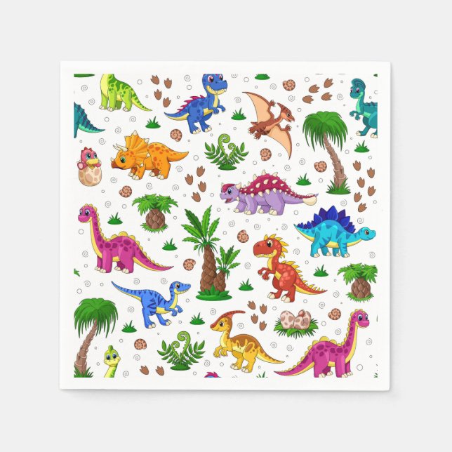 Servilleta De Papel Servilletas de papel de dinosaurio, Cumpleaños de  (Anverso)
