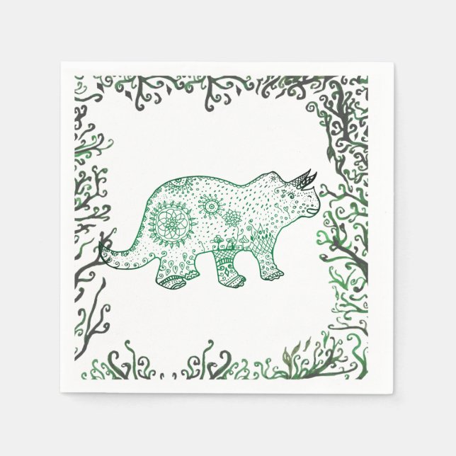 Servilleta De Papel Servilletas de papel de dinosaurio Mandala (Anverso)