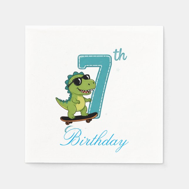 Servilleta De Papel Servilletas de papel de dinosaurio para cumpleaños (Anverso)