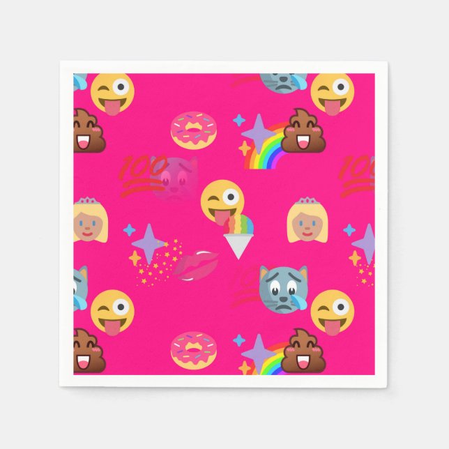 Servilleta De Papel servilletas de papel de emoji rosa caliente (Anverso)