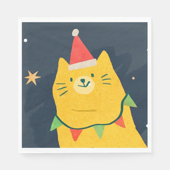 SERVILLETA DE PAPEL SERVILLETAS DE PAPEL DE GATO DE NAVIDAD (Anverso)