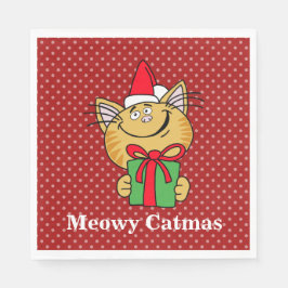 Servilleta De Papel Servilletas de papel de gato de Navidad Meowy Catm