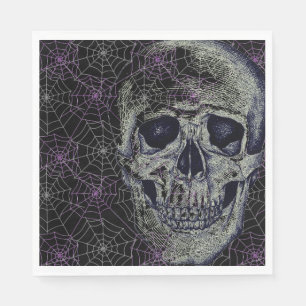 Servilleta De Papel Servilletas de papel de Halloween-Cráneo y telarañ