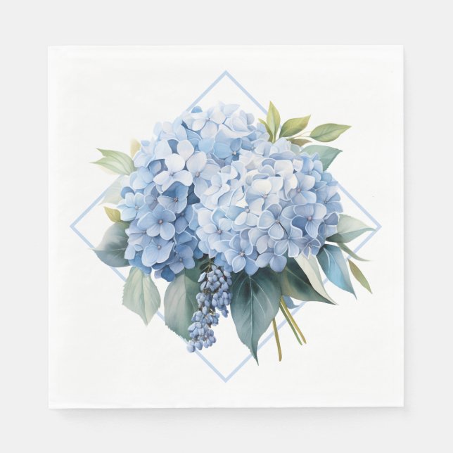 Servilleta De Papel Servilletas de papel de Hortensia Azul (Anverso)