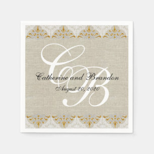 Servilleta De Papel Servilletas de papel de la boda rústica de lino