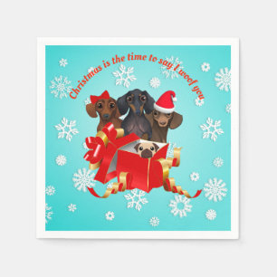 Servilleta De Papel Servilletas de papel de Navidad Dachshund Copo de