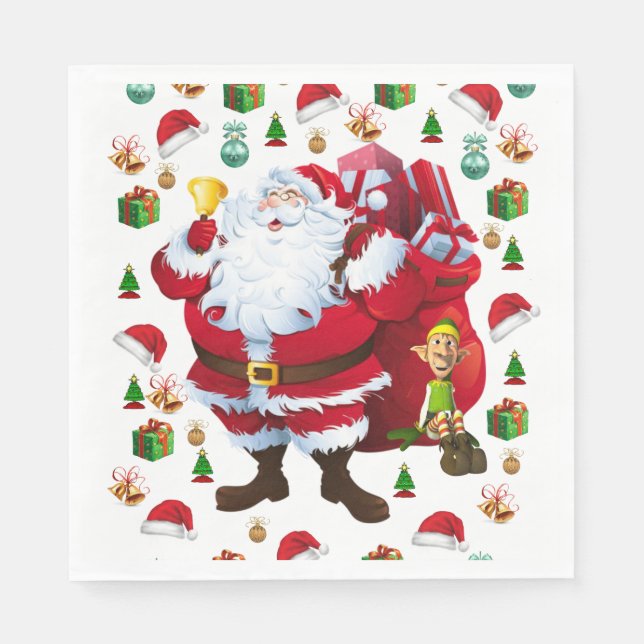 Servilleta De Papel Servilletas de papel de Navidad, Santa (Anverso)