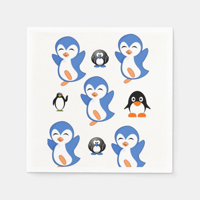 Servilleta De Papel Servilletas de papel de pingüino lindas (Anverso)