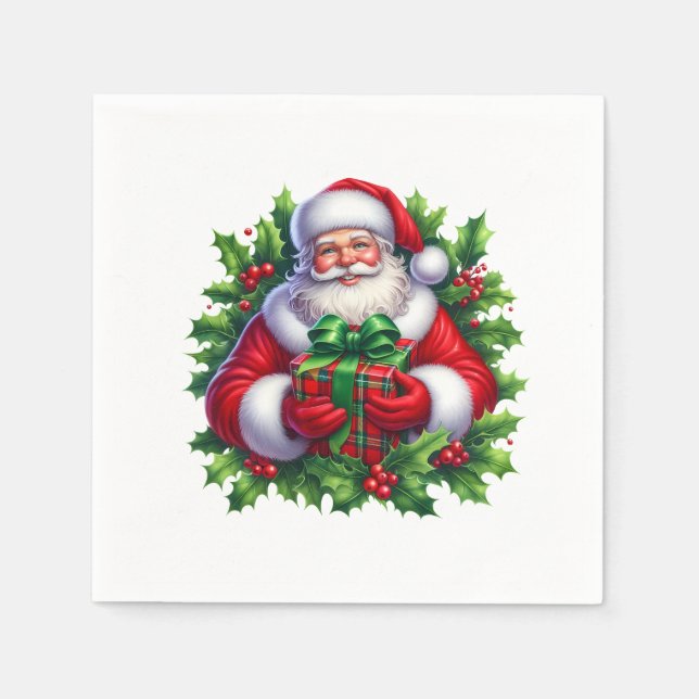 Servilleta De Papel Servilletas de papel de Santa para fiestas  (Anverso)