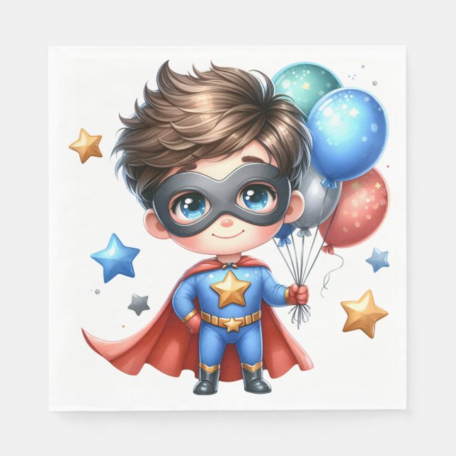 Servilleta De Papel Servilletas de papel de superhéroe | Cumpleaños de (Anverso)
