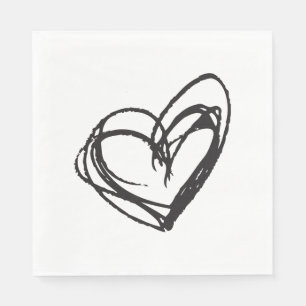 Servilleta De Papel Servilletas de papel del corazón negro y blanco