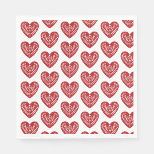 Servilleta De Papel Servilletas de papel del corazón rojo escandinavo