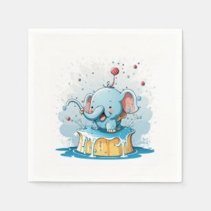 Servilleta De Papel Servilletas de papel Elefante azul feliz