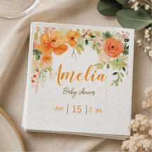 Servilletas de papel elegantes con flores para bab