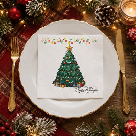 Servilleta De Papel Servilletas de papel Felices Fiestas Árbol de Navi
