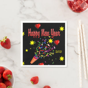 Servilleta De Papel Servilletas de papel, Feliz Año Nuevo 2021 negro