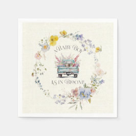 Servilleta De Papel Servilletas de papel Floral Blue Truck Baby Boy in