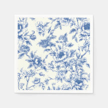Servilletas de papel florales Chinoiserie, azul bl