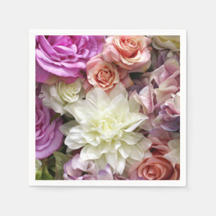 Servilleta De Papel Servilletas de papel florales con dalias y rosas
