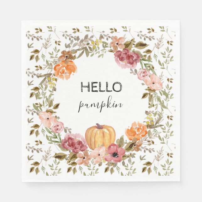 Servilleta De Papel Servilletas de papel Hello Pumpkin para Baby Showe (Anverso)