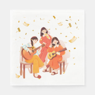 Servilleta De Papel Servilletas de papel ilustradas de Cozy Music & Fr