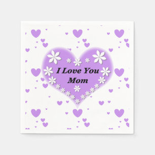 Servilleta De Papel Servilletas de papel Lilac Floral Heart Te quiero 