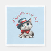 Servilletas de papel lindas gatito patrióticas 4 d