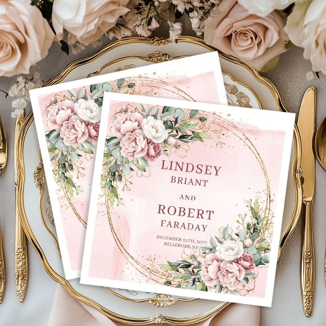 Servilleta De Papel Servilletas de papel modernas de glitter rosa para (Modern Powder Pink Glitter Wedding Paper Napkins)