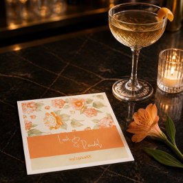 Servilleta De Papel Servilletas de papel naranja floral para cóctel de