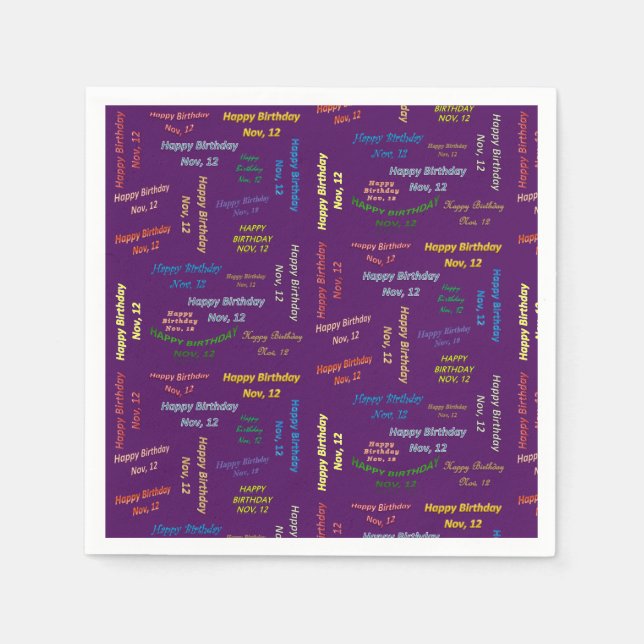 Servilleta De Papel servilletas de papel Noviembre, 12 Cumpleaños (Anverso)
